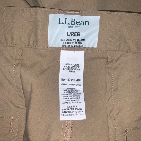 L.L. Bean Shorts Men’s Size Large Khaki Beige Nylon Belted Cargo Hiking Outdoors - Picture 7 of 8
